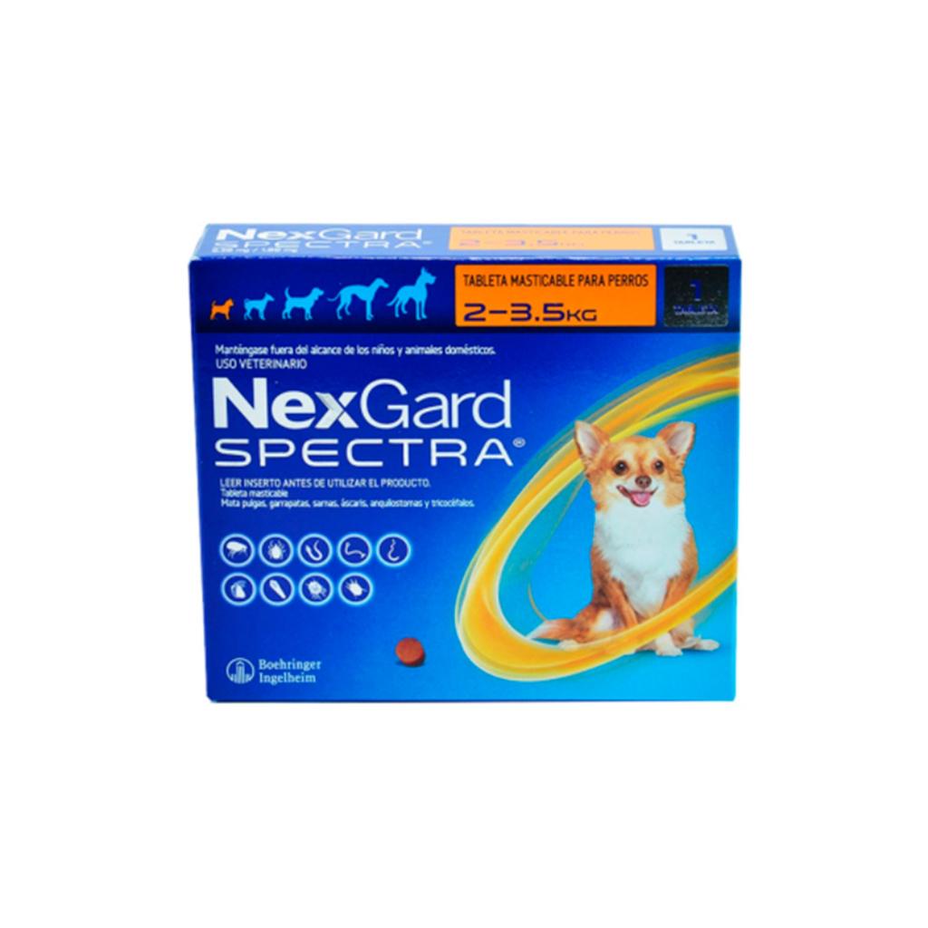Nexgard Spectra Xs 2 a 3.5kg (Naranja) - Señor Mascota