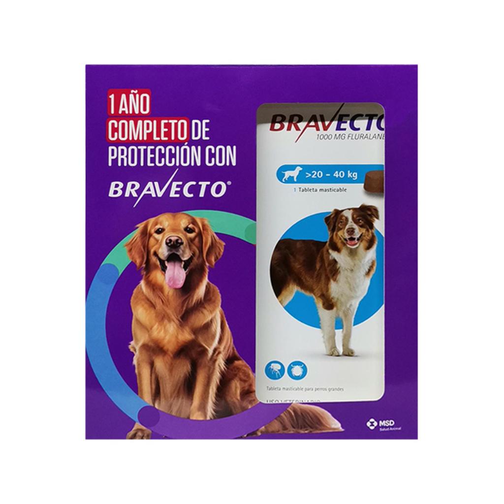 Pack x 4 Unds Bravecto 3M 20 a 40kg (Azul)_1