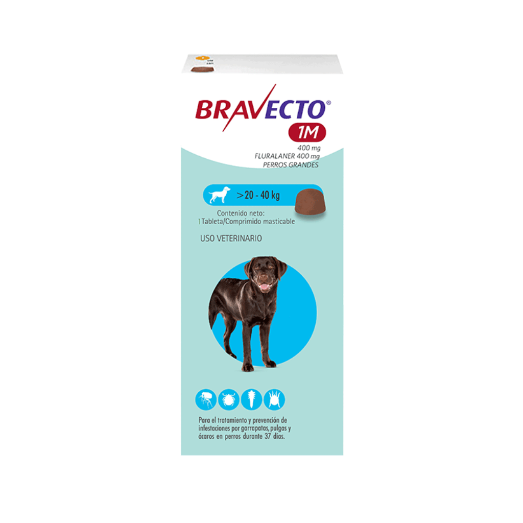 BRAVECTO 37 días (perros de 20 A 40 KG) Antipulgas y garrapatas - Señor Mascota