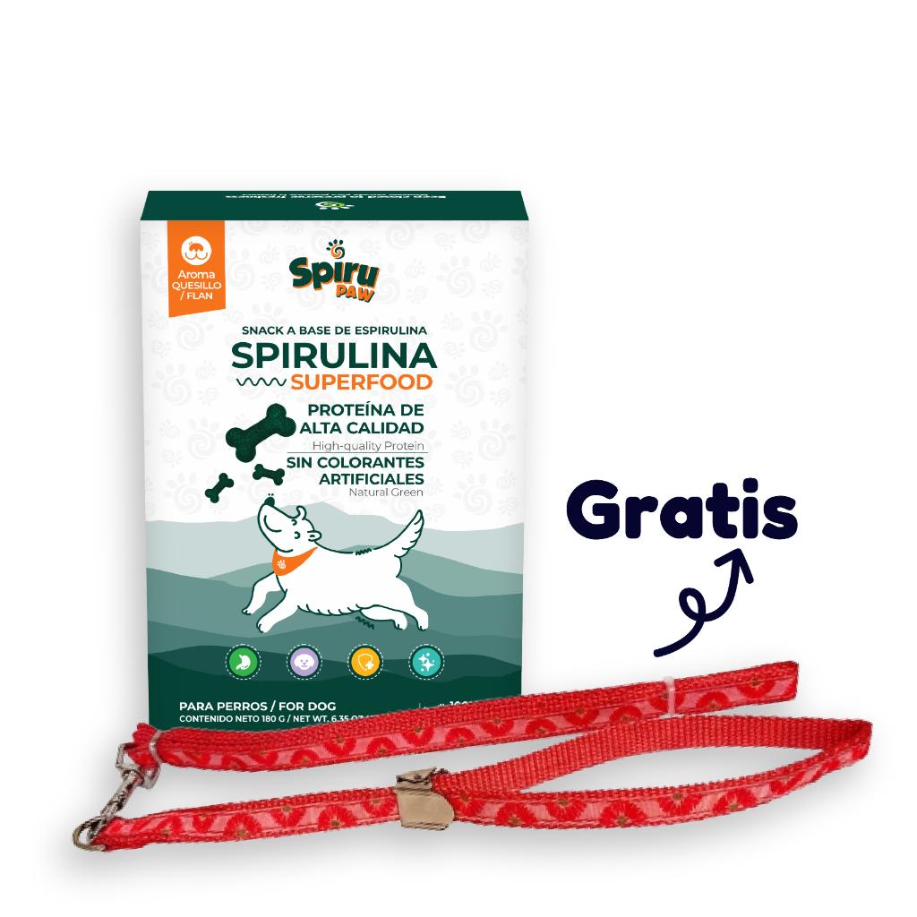 Snack Dog Spiru Paw Quesillo x 180 gr (1) +  Correa y collar ajustable (1) - Señor Mascota