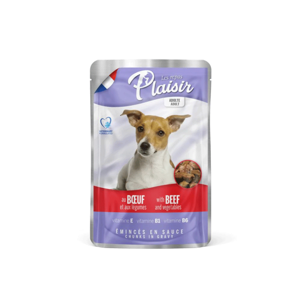 Pouch Plaisir Perro Adulto Trozos De Res Con Verduras 100Gr - Señor Mascota