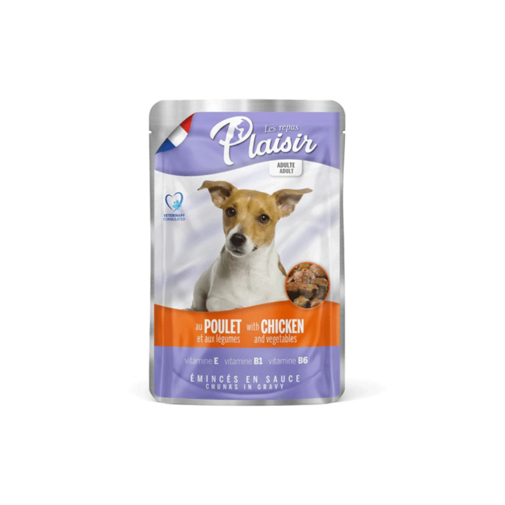 Pouch Plaisir Perro Adulto Trozos De Pollo Con Verduras 100Gr - Señor Mascota