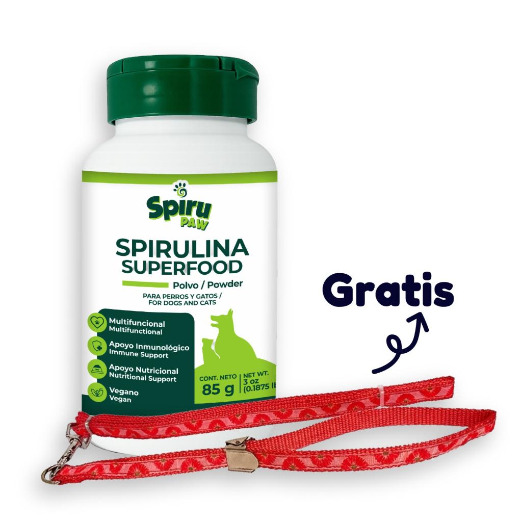 Spirulina en polvo Fco x 85 gr (1) + Correa y collar ajustable (1) - Señor Mascota