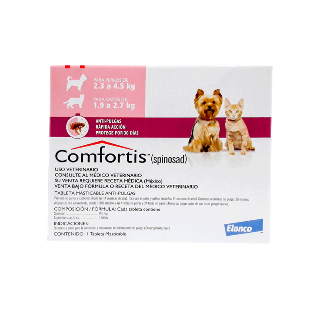 Comfortis Perro 2,3 a 4,5kg/ Gato 1,9 a 2,7Kg (rosado)_1