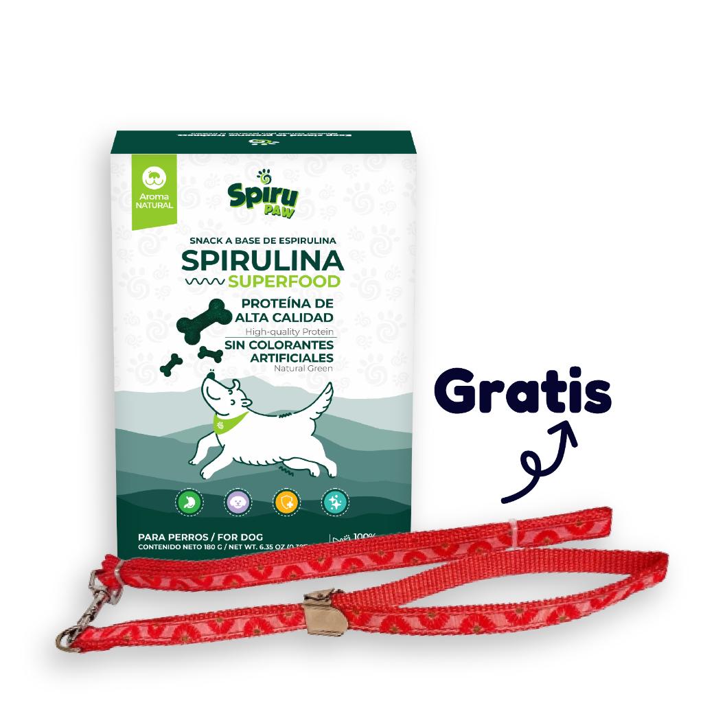 Snack Dog Spiru Paw Natural x 180 gr (1) +  Correa y collar ajustable (1) - Señor Mascota