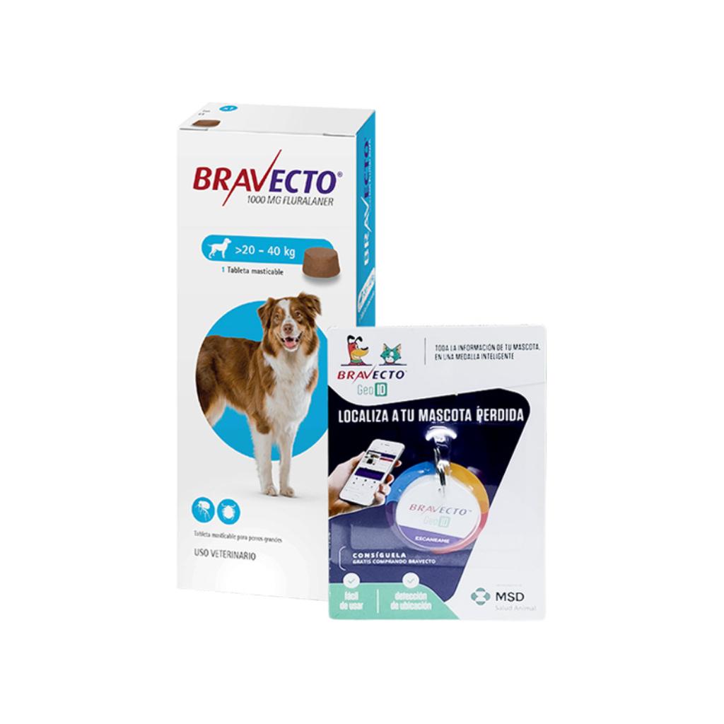 Bravecto 3M 20 a 40kg (Azul) (1) + Geo ID(1) - Señor Mascota