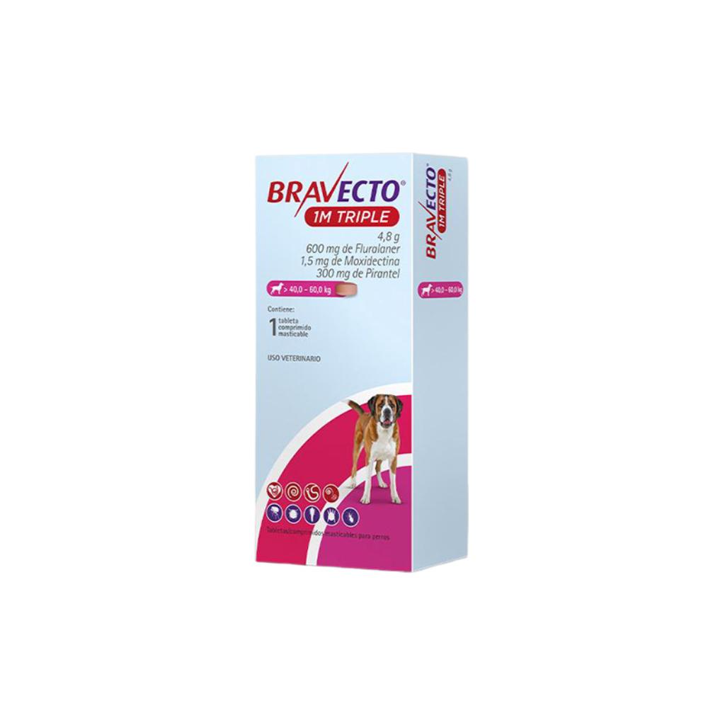 Bravecto 1M TRIPLE 600mg 40 a 60 Kg X1Tab_1