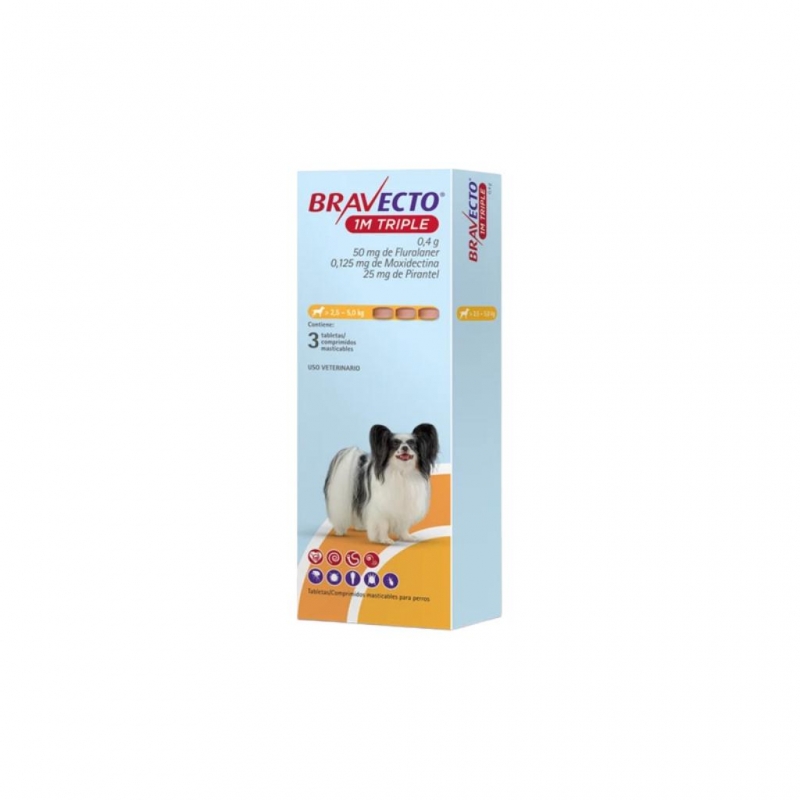 Bravecto 1M TRIPLE 50mg 2,5 a 5 kg x3Tab (Amarillo)_1