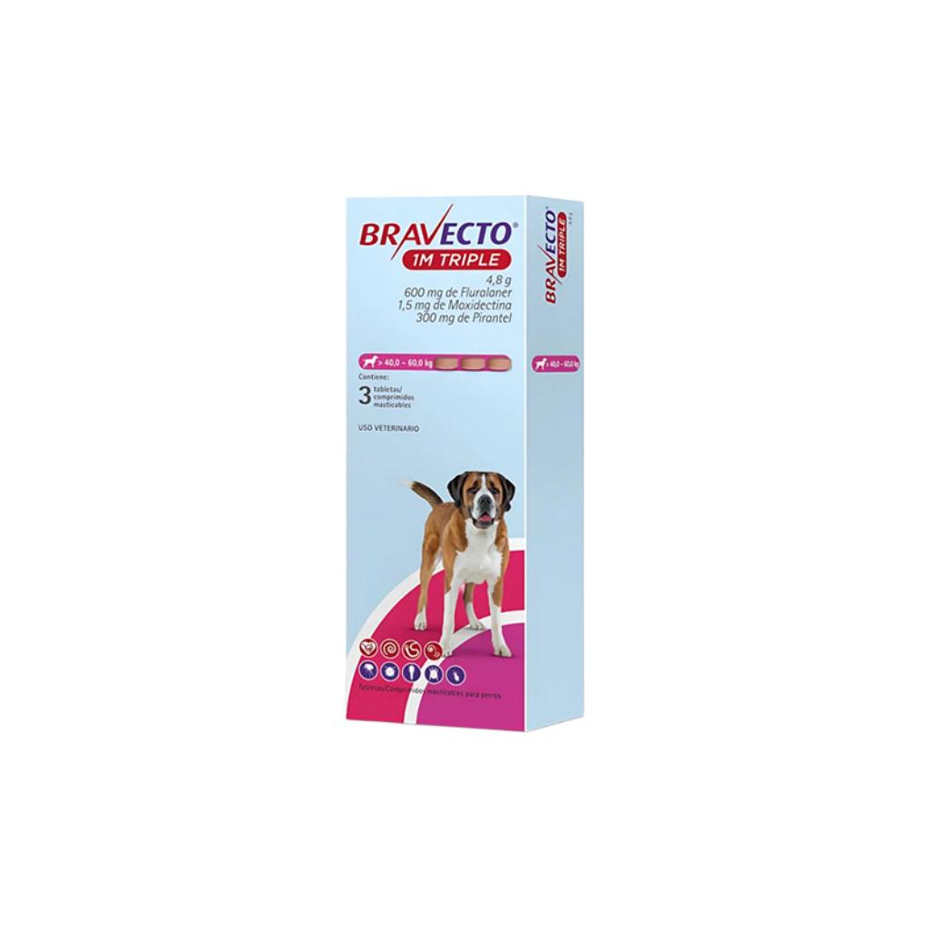 Bravecto 1M TRIPLE 600mg 40 a 60 kg x3Tab (Rosado)_1