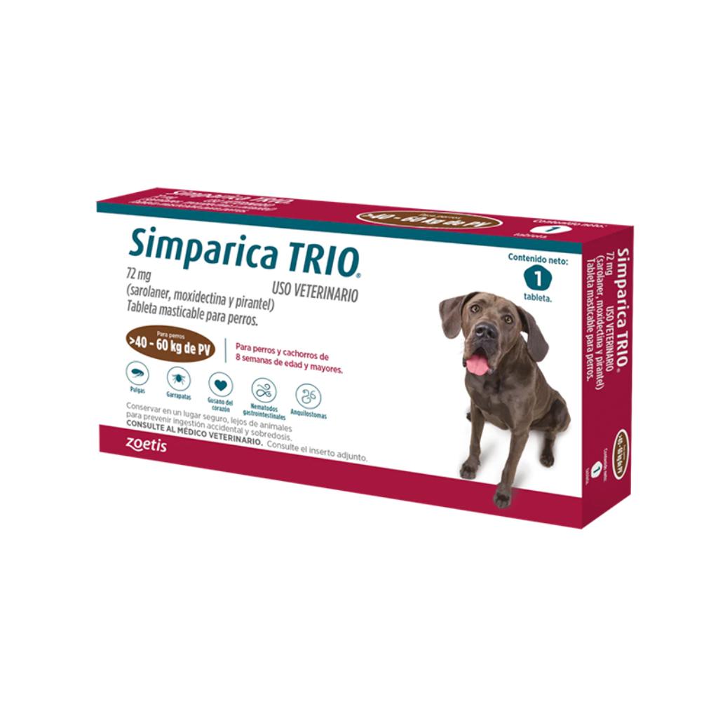 Simparica Trio Cafe Caja 40-60kg (MAYO 2026) - Señor Mascota