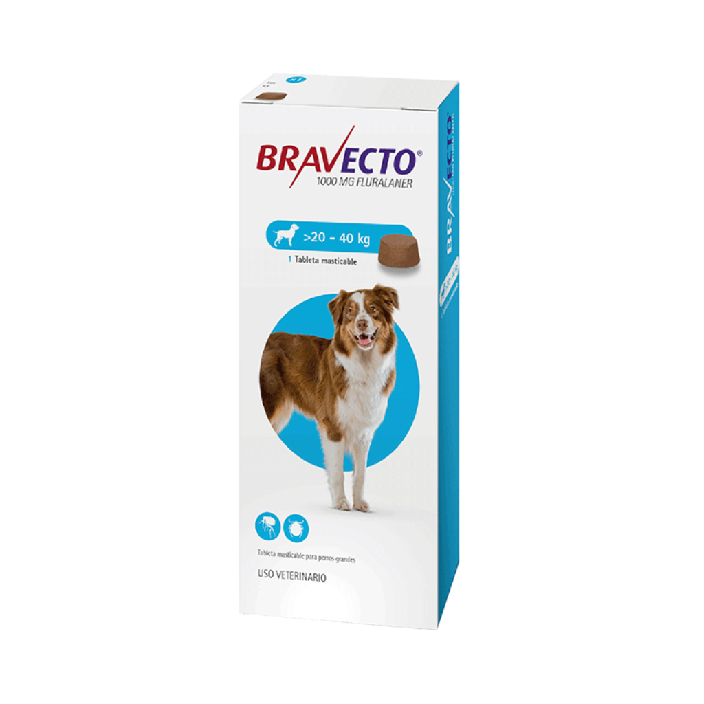 BRAVECTO 12 semanas (20 A 40 KG) Antipulgas y garrapatas - Señor Mascota