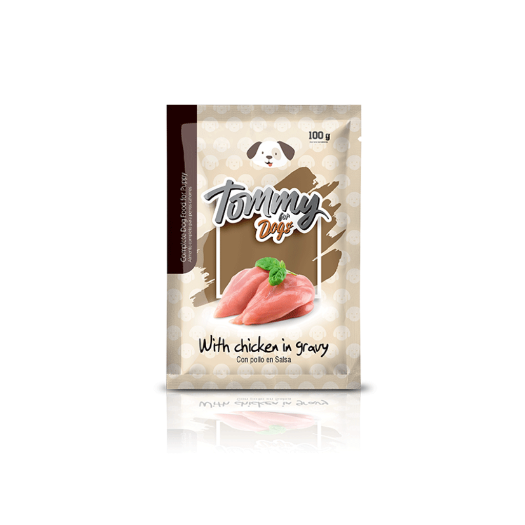 Pouch Tommy Cachorro Pollo en Salsa 100Gr - Señor Mascota