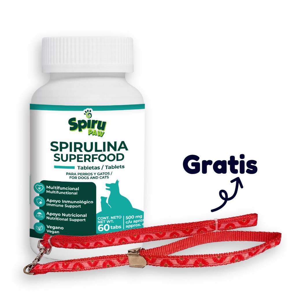 Spirulina Fco x 60 Tab (1) + Correa y collar ajustable (1) - Señor Mascota