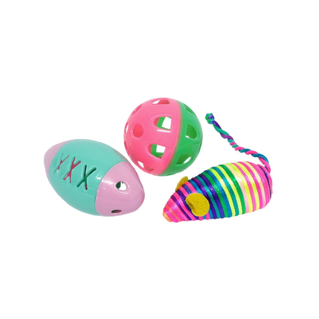 Set Juguete Gato x3 - Señor Mascota