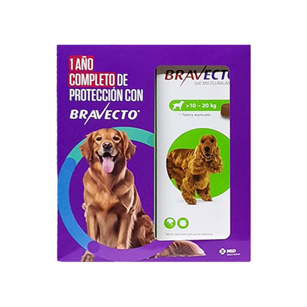 Pack x 4 Unds Bravecto 3M 10 a 20Kg (Verde) - Señor Mascota