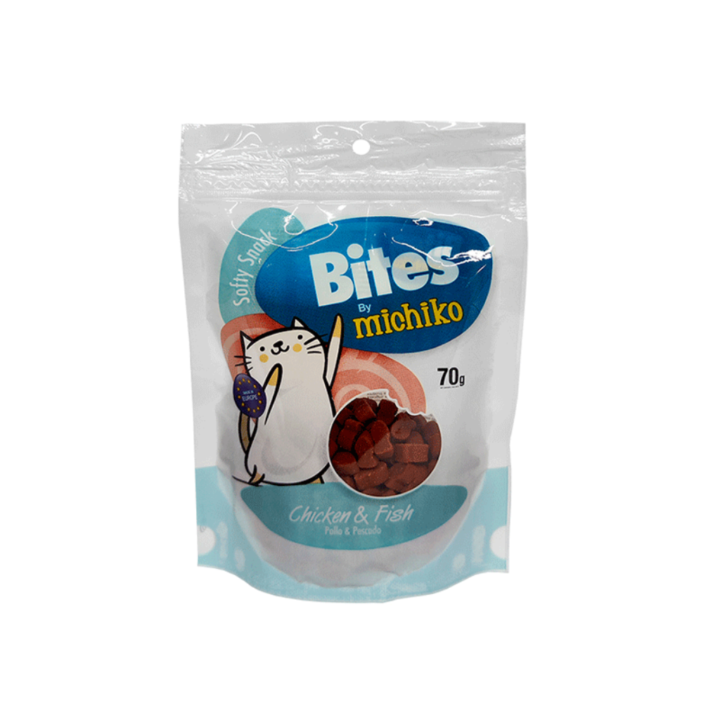 Snack Bites Michiko Pollo y Pescado 70gr - Señor Mascota